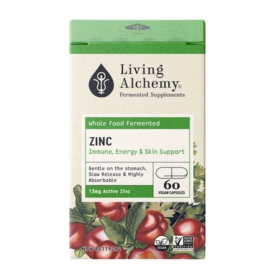Living Alchemy Zinc Fermented Immune Energy & Skin Support 60 capsules