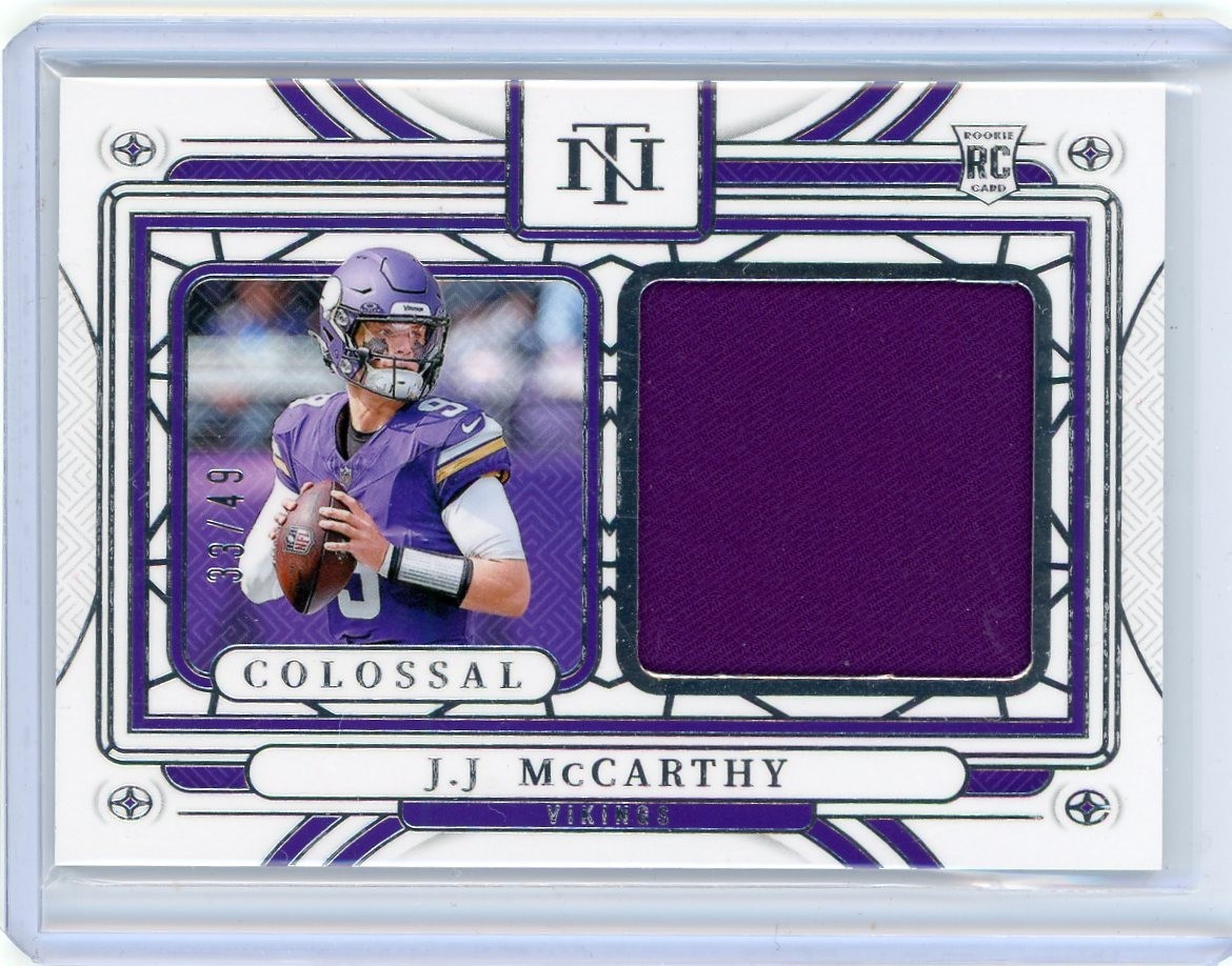 2024 Panini National Treasures Colossal Relic Rookie #CM-JMY J.J. McCarthy 33/49