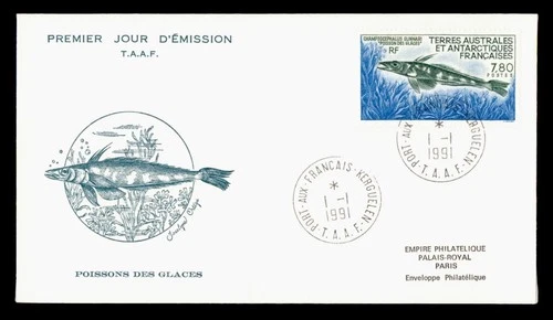 DR WHO 1991 FRENCH ANTARCTIC FSAT FDC FISH CACHET 7.80 M70639
