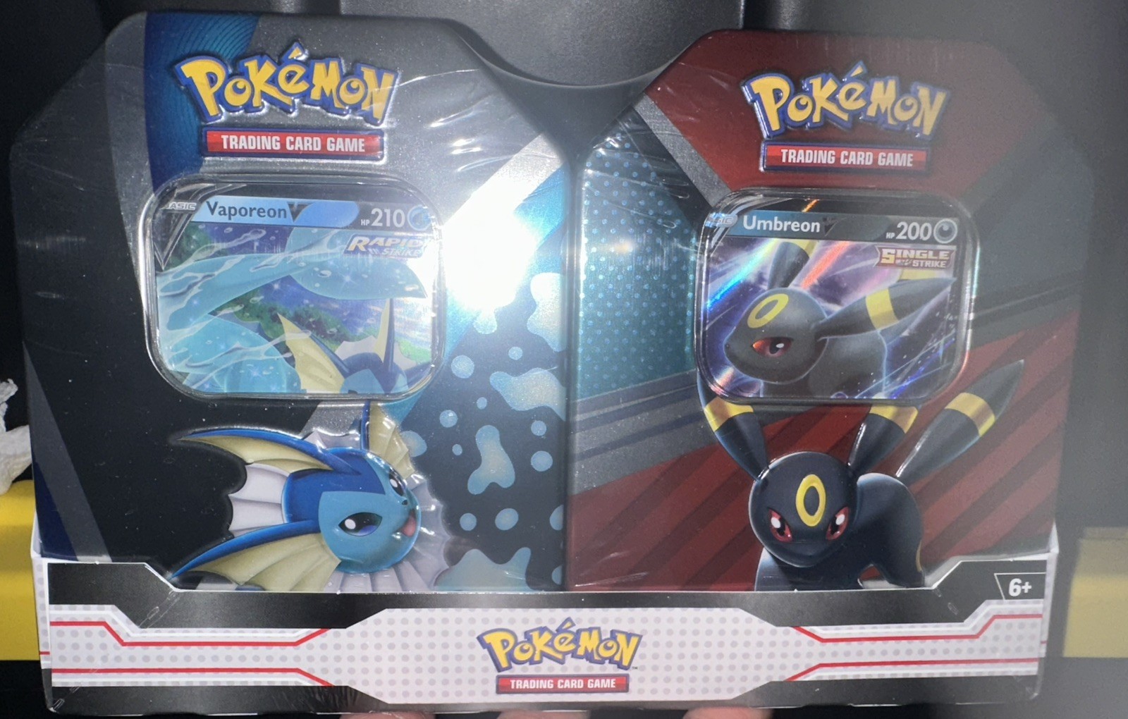 POKEMON NEW & FACTORY SEALED 2023 - UMBREON V & VAPOREON V - V HEROES TIN-2 PACK