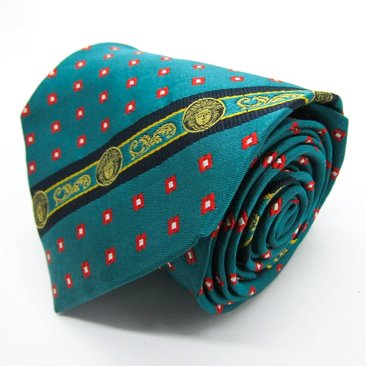 Gianni Versace Medusa Silk Tie Green Necktie Mens Luxury Authentic Rare