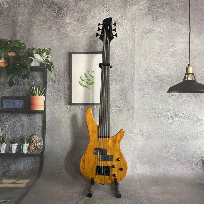 Bajo eléctrico sin trastes Rosemood diapasón negro herrajes 6 cuerdas Foto 2 de 4