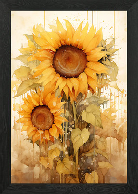 Aquarell Sonnenblume gerahmt Wandbild Poster Leinwanddruck Bild