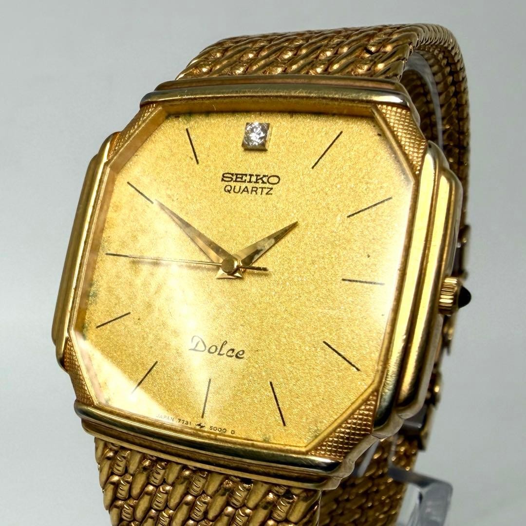 5000 Seiko Watch 7731 Dolce Classic Timepiece Diamond Gold Vintage Quartz - vintagewatches.pk
