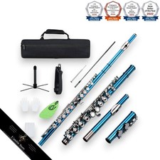 Blue C Key Flute Beginner Set 16 Holes G Key E Mechanism with Stand