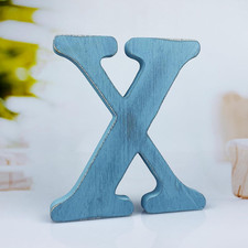 6 Inch Rustic Blue Wood Letters Unfinished Wood Letters for Wall Decorative Blue
