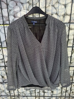 Charles Vögele Damen Bluse Tunika 2 in 1 Optik Gr. 48 Schwarz Weiß