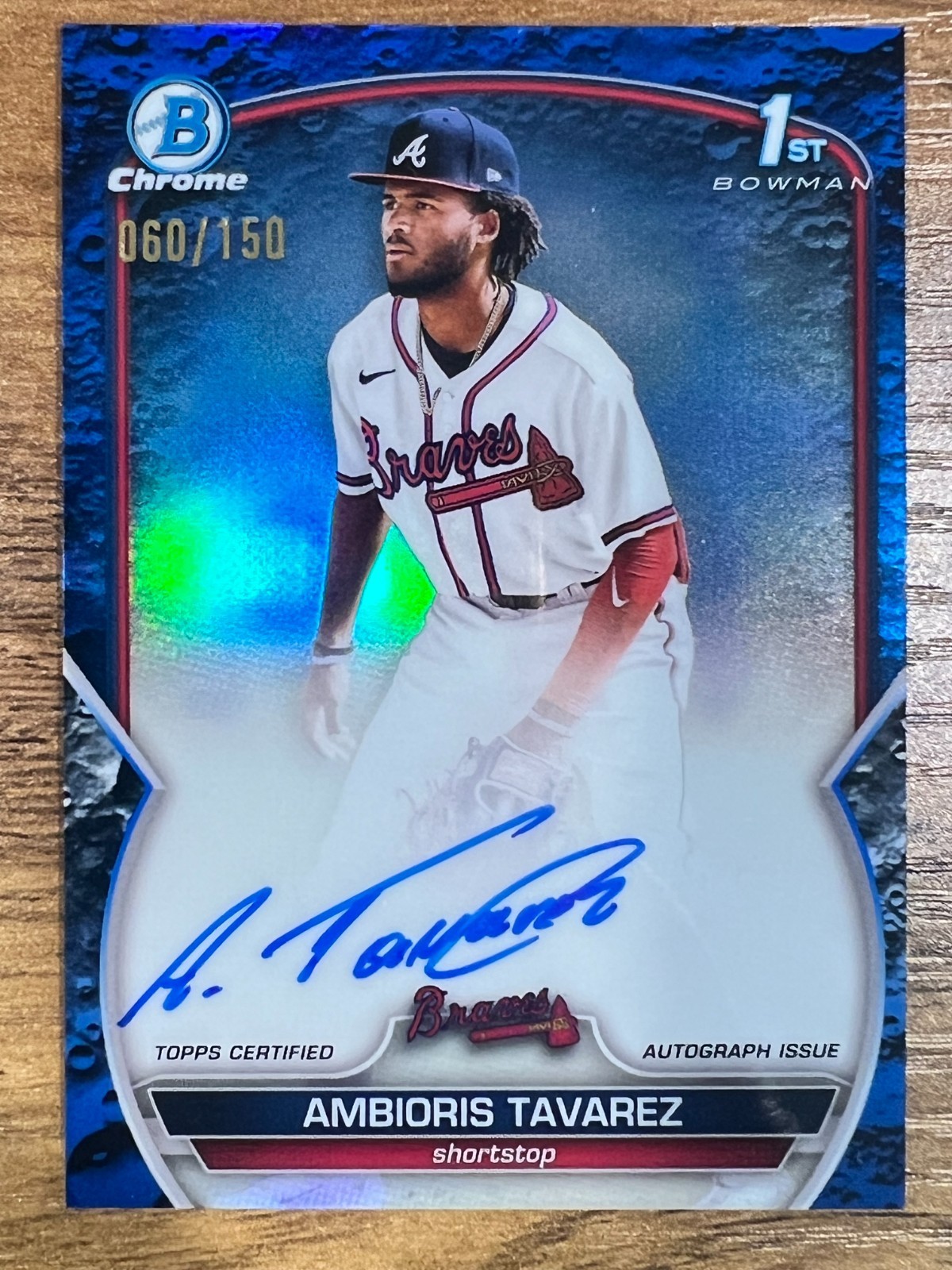 2023 Bowman Chrome 1st Auto Blue Lunar Crater Ambioris Tavarez 60/150 # CPA-AT