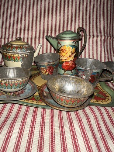 Antique Assortment Of Child’s Metal Tea Set 