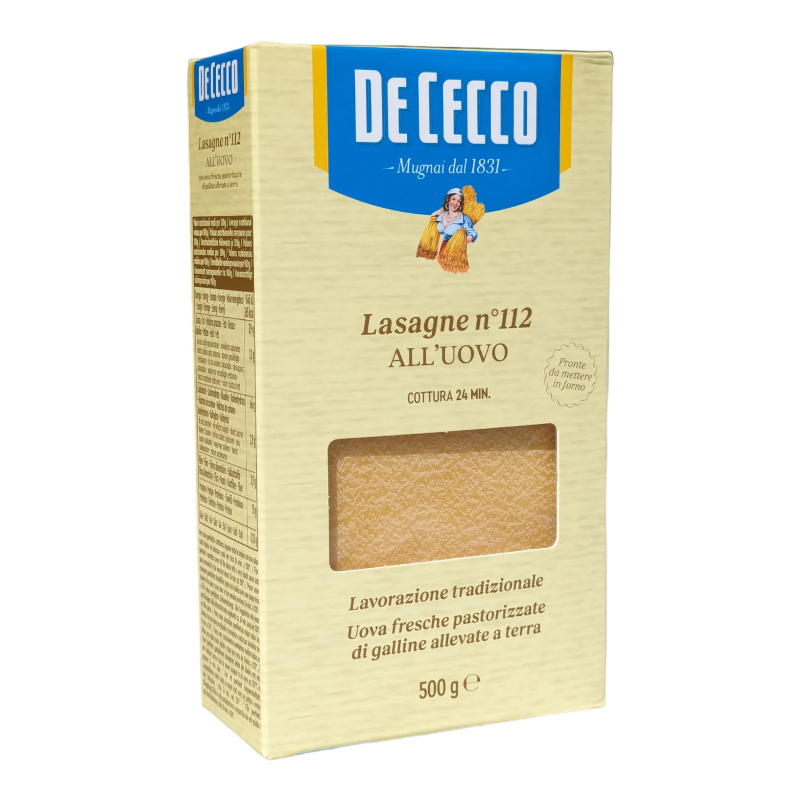 De Cecco Egg Pasta Lasagne no.112 All'Uovo 500g