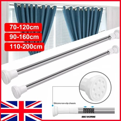 U-SWEETHOME Extendable Spring Loaded Telescopic Net Voile Tension Curtain Rail Pole Rod Rods