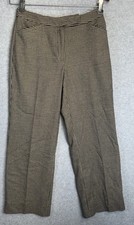 Talbots Petites Houndstooth Wool Blend Trousers Tan Stretch Dress Pants Sz 2