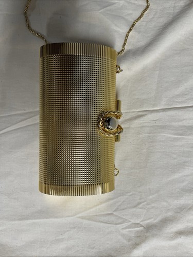 Sasha Gold Mesh Clutch Evening Bag Chain Strap - Picture 12 of 14