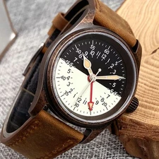 Sapphire Crystal Retro Pilot Electroplated-Copper NH34 Automatic Watch 36mm Men