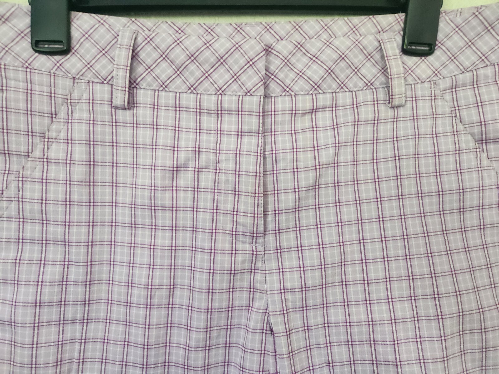 Puma Shorts Purple Check Pattern Bermuda Womens Size 4 thumbnail 2