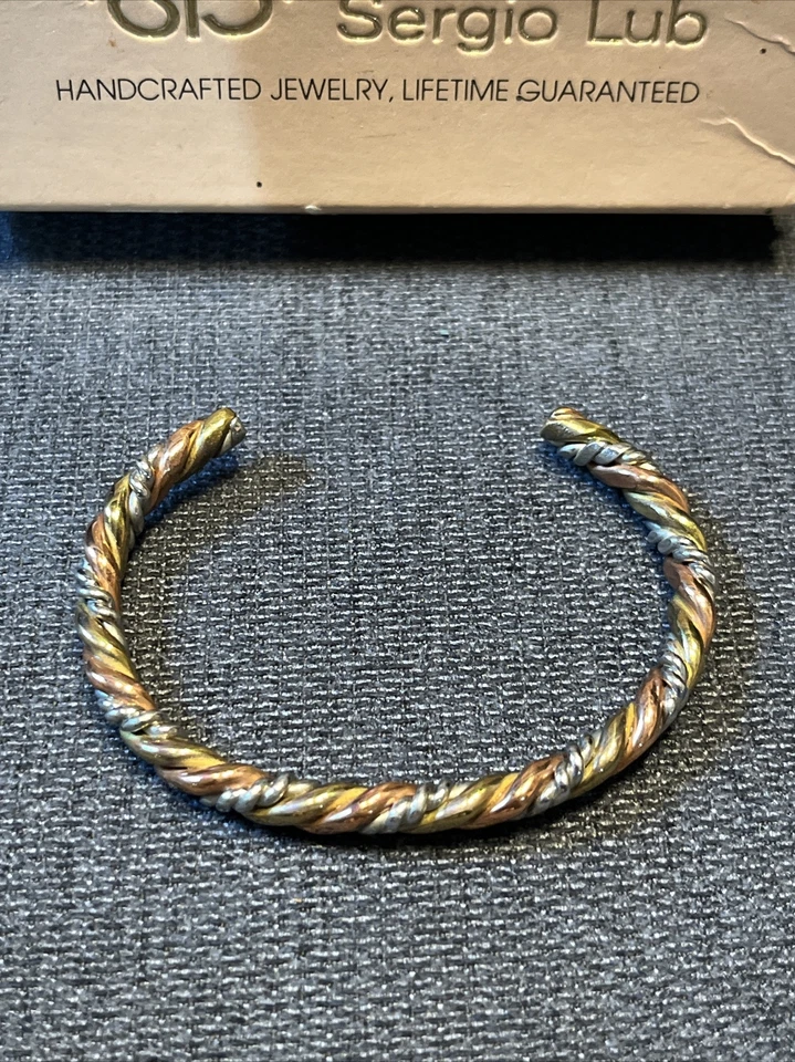 Brazalete Genuino Sergio Lub Tricolor Torcido No Magnético Hecho en EE. UU. Talla S Foto 2 de 4