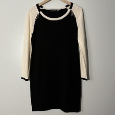 Ivanka Trump Knit Sweater Dress Black And White Raglan Sleeve Long Sleeve M