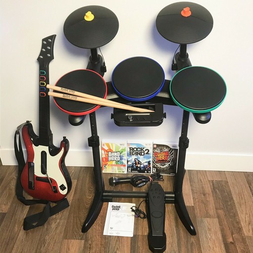 Nintendo Wii Activision Band Hero / Guitar Hero Bundle Drums, Guitar