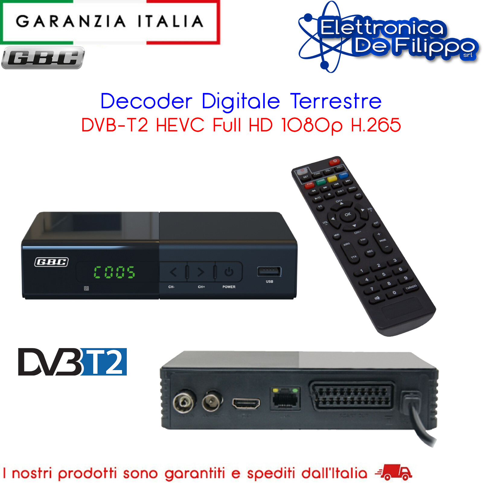 Decoder Digitale Terrestre DVB-T2 HEVC Full HD 1080p H.265
