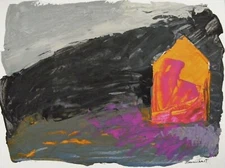 ORIGINAL ACRYLIC Barn Landscape  Painting JMW art John Williams Impressionism 