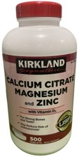 Kirkland Signature Expect More Calcium Citrate Magnesium and Zinc. 500 Tablets.