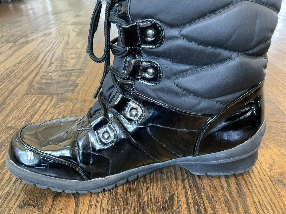 Khombu BW1655 Black Round Toe Mid-Calf Snow Boots Faux Fur  Women's US Size 8 M - Image 4 of 4