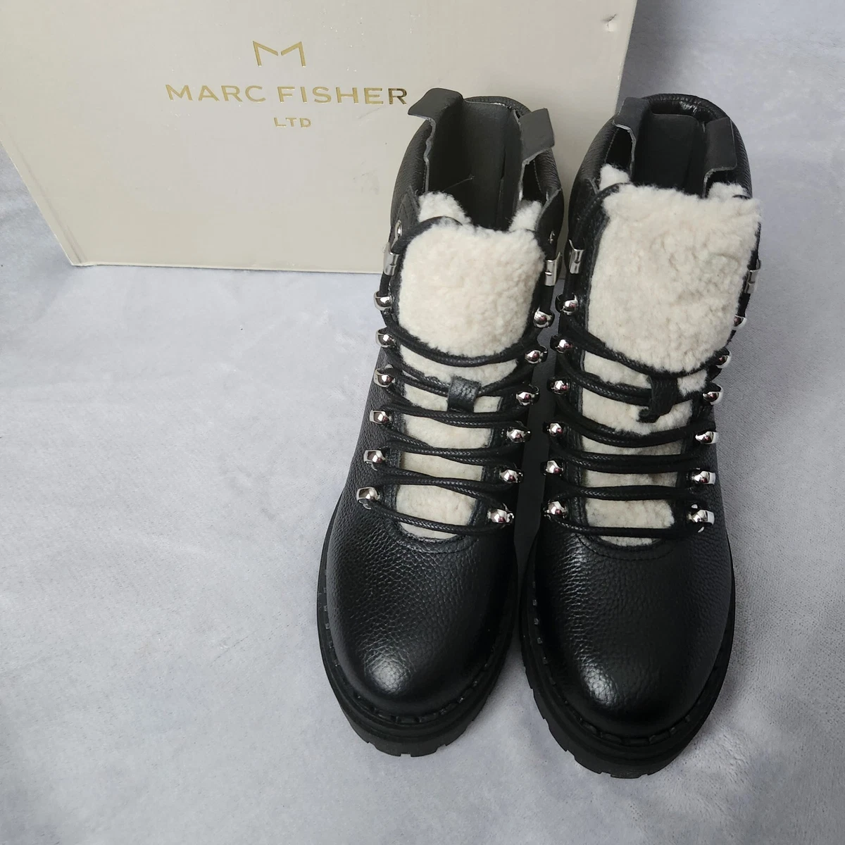 Marc fisher shearling lace up sale boot