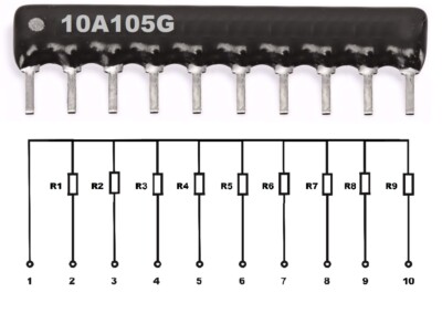 1000 Stück YAGEO RLN10AGB  9 x 1 MΩ +/-2% Widerstands Netzwerk Resistor Network