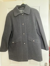 Stylish Berkertex Dark Grey Woollen Coat. Size 12 Petite