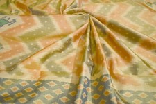 FNC Vintage Sambalpuri Ikat Beige Sarees Handwoven Blend Silk Sari Fabric 5 YD