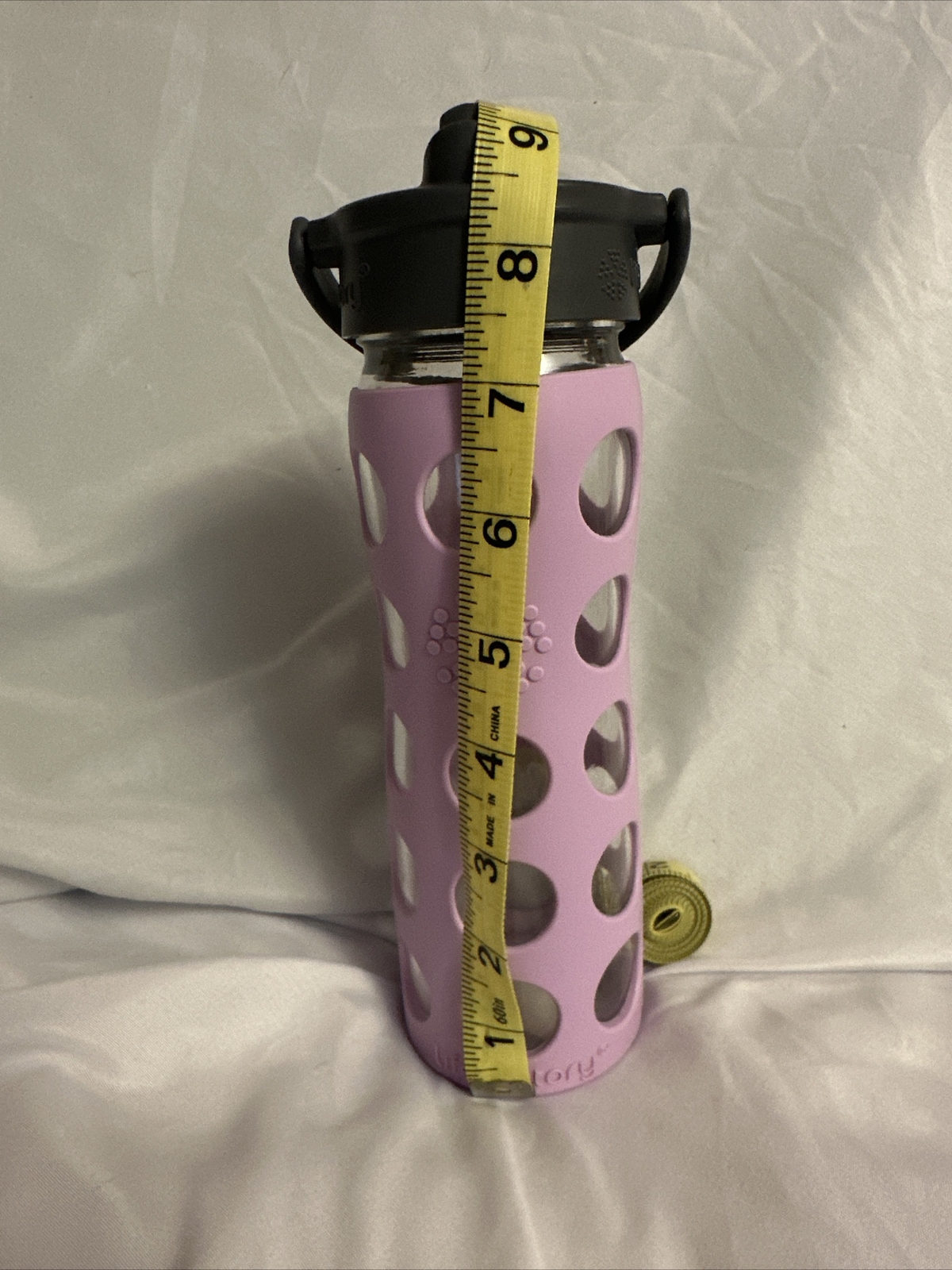 Lifefactory 16oz Glass Water Bottle Purple Silicone Sleeve Gray Classic Flip Cap