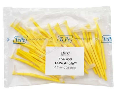 TePe Angle Yellow 0.7mm Interdental Brush - Pack of 25 Brushes