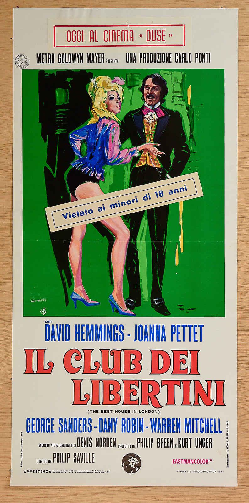 Locandina originale film Il club dei libertini (1969) - Regia di Philip Saville