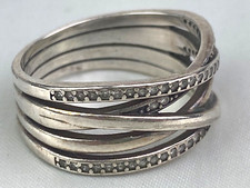 STERLING 925 Ring with Rhinestones - 4g / Size 8