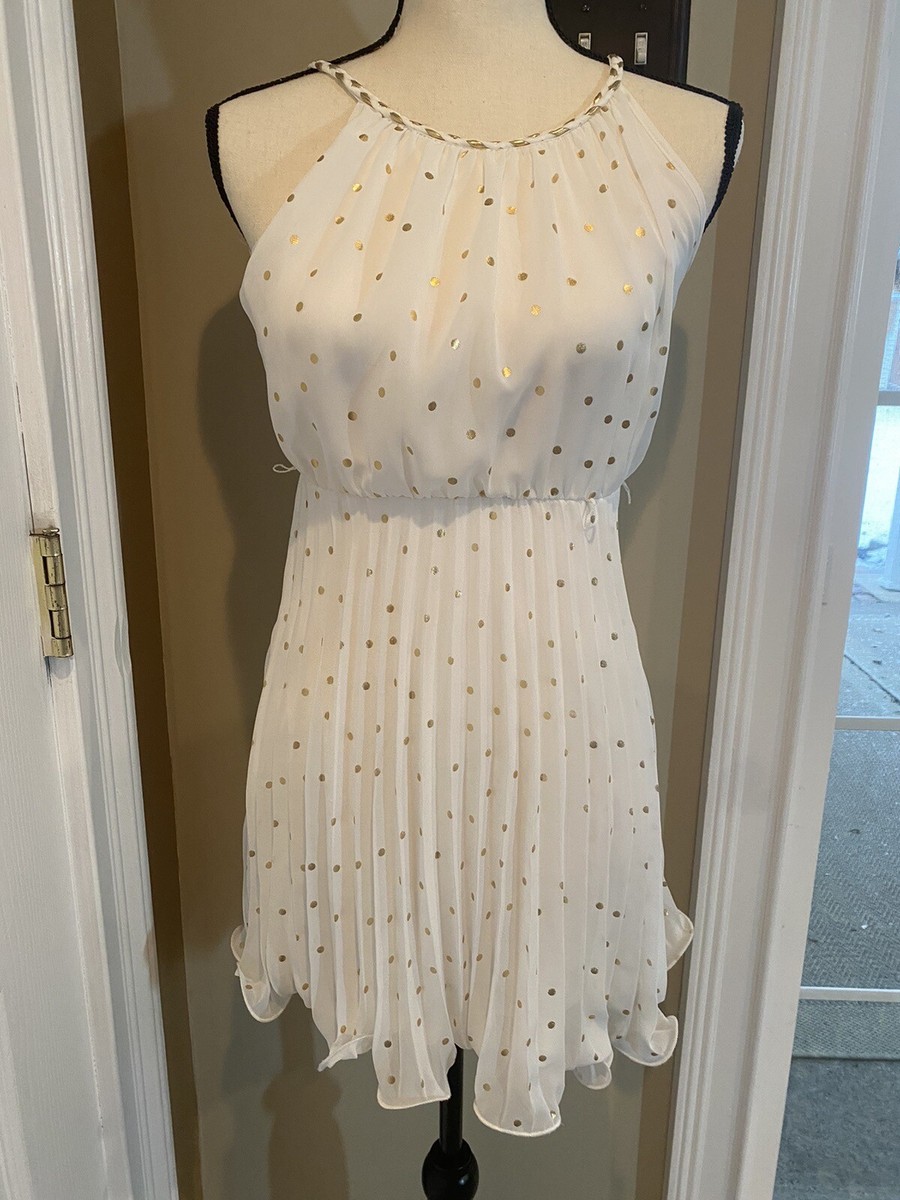 white mini dress with gold accents Spritz Of The Sun Mini Dress White main image 0