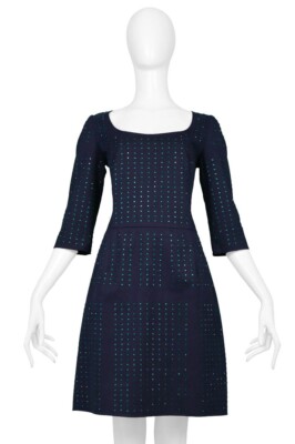 VINTAGE MIU MIU NAVY MINI DRESS WITH GREEN RHINESTONES | eBay