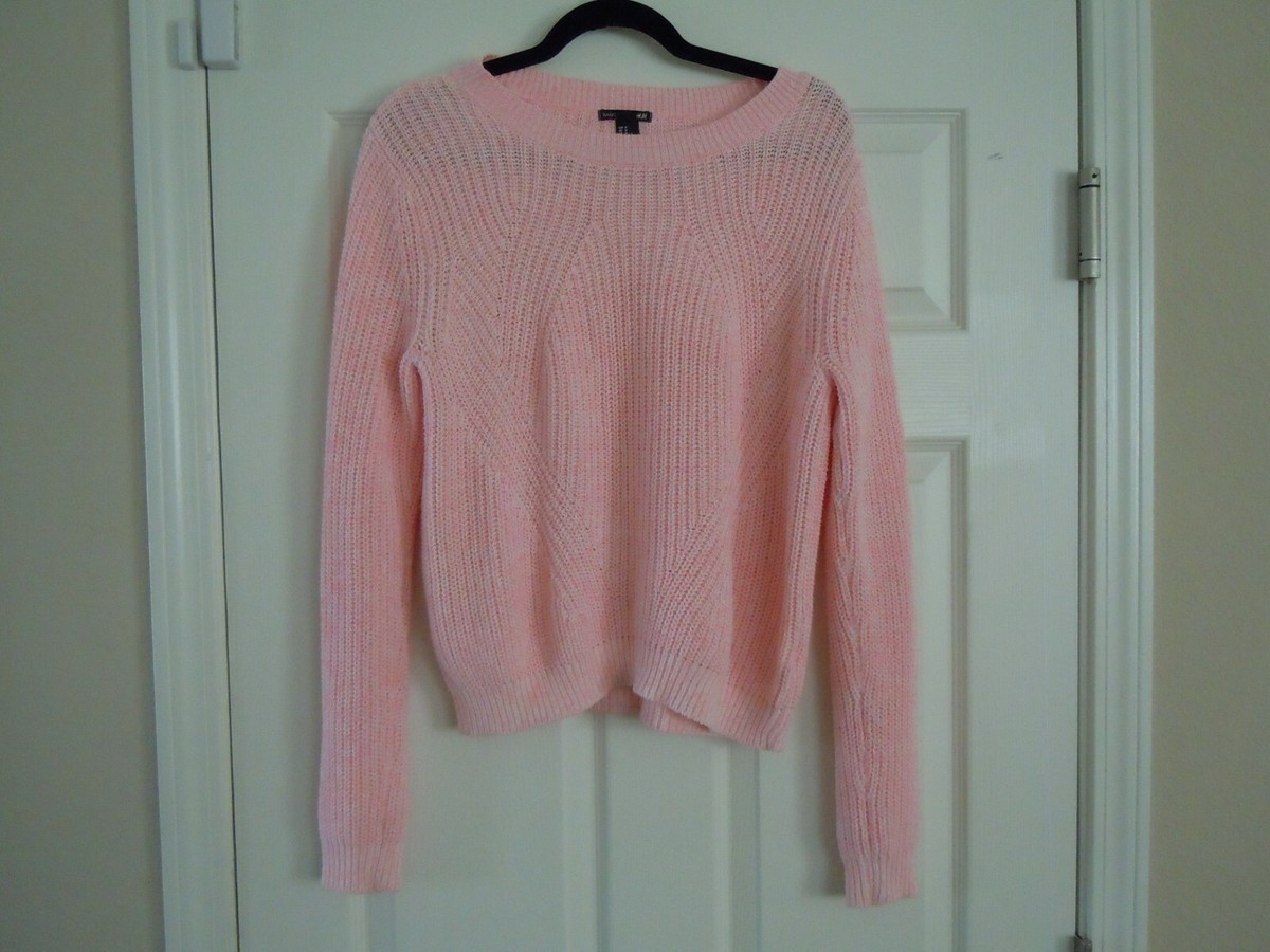 H&m Fuzzy Pink Sweatshirt Fluffy-Knit Sweater Light Dusty Pink