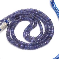 Genuine Tanzanite Faceted Rondelle Gemstone Beads Size 3-6mm, 16" Double Strand