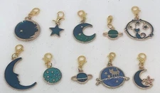 Charm Clip-On Moon Star Planet Zodiac Purse Bracelet Zipper Backpack Keychain