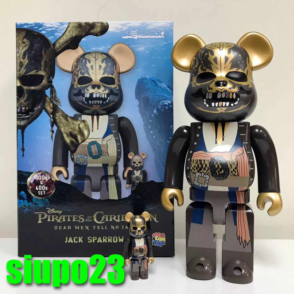 Medicom 400% + 100% Bearbrick ~ Jack Sparrow Be@rbrick Pirates of the Caribbean