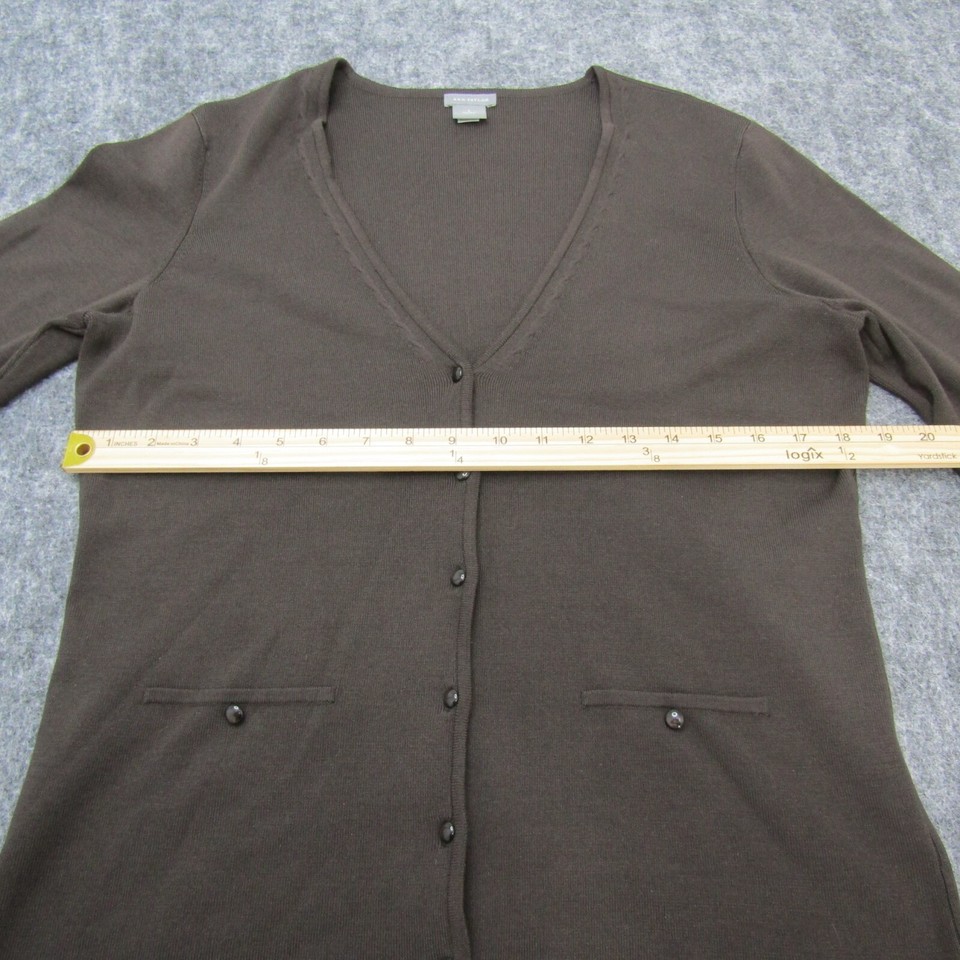 Ann Taylor Loft Sweater Cardigan Shirt Top Button Up Deep VNeck Womens