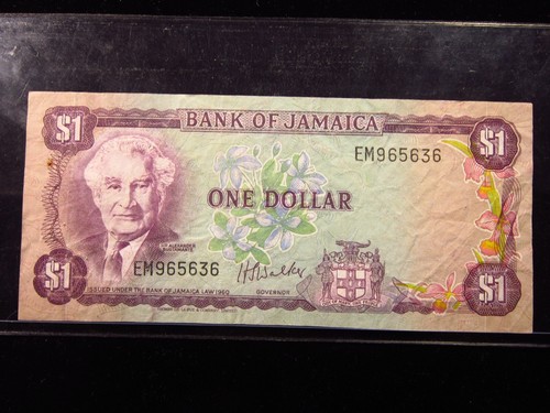 Giamaica 1 Dollaro L. 1960 1976 P59 tutti i numeri bianchi Banca Centrale Money h5636 - Foto 1 di 2