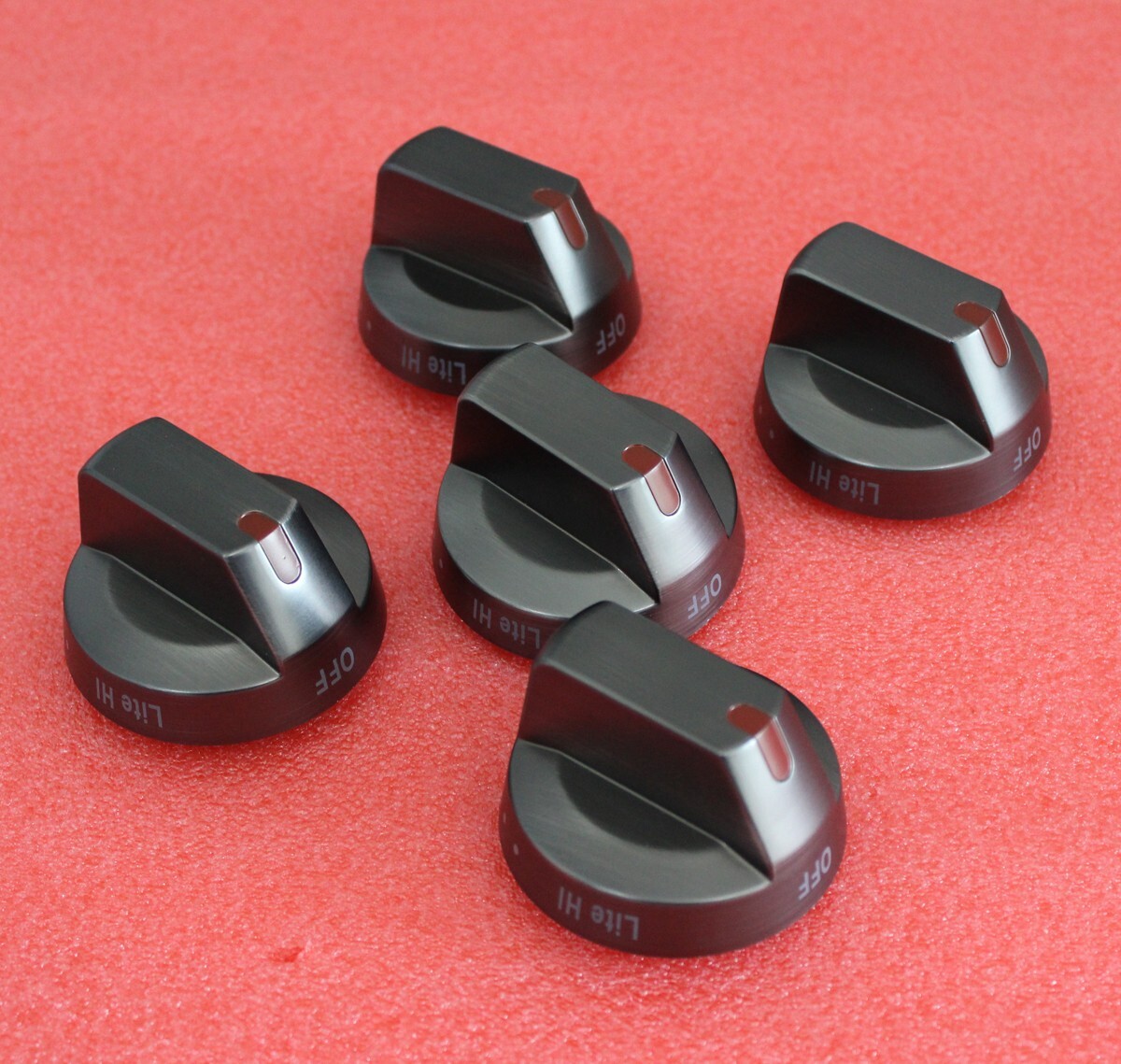 5X OEM DG64-00473B Black Stainless Steel Oven Gas Stove Knobs For