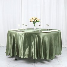 EUCALYPTUS GREEN 108" ROUND Satin TABLECLOTH Light Gray Party Home Kitchen