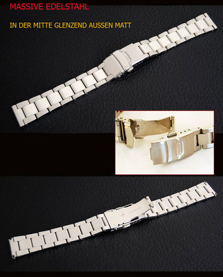 18-30 mm MASSIVES -EDELSTAHL UHREN ARMBAND FÜR HOCHWERTIGE UHREN Gerade Anstoß