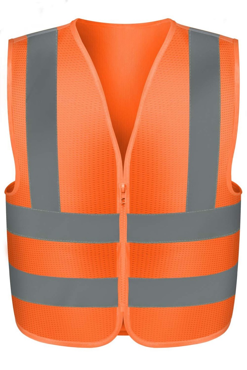 High Visibility Safety Vest with Mesh Fabric, Neon Orange
