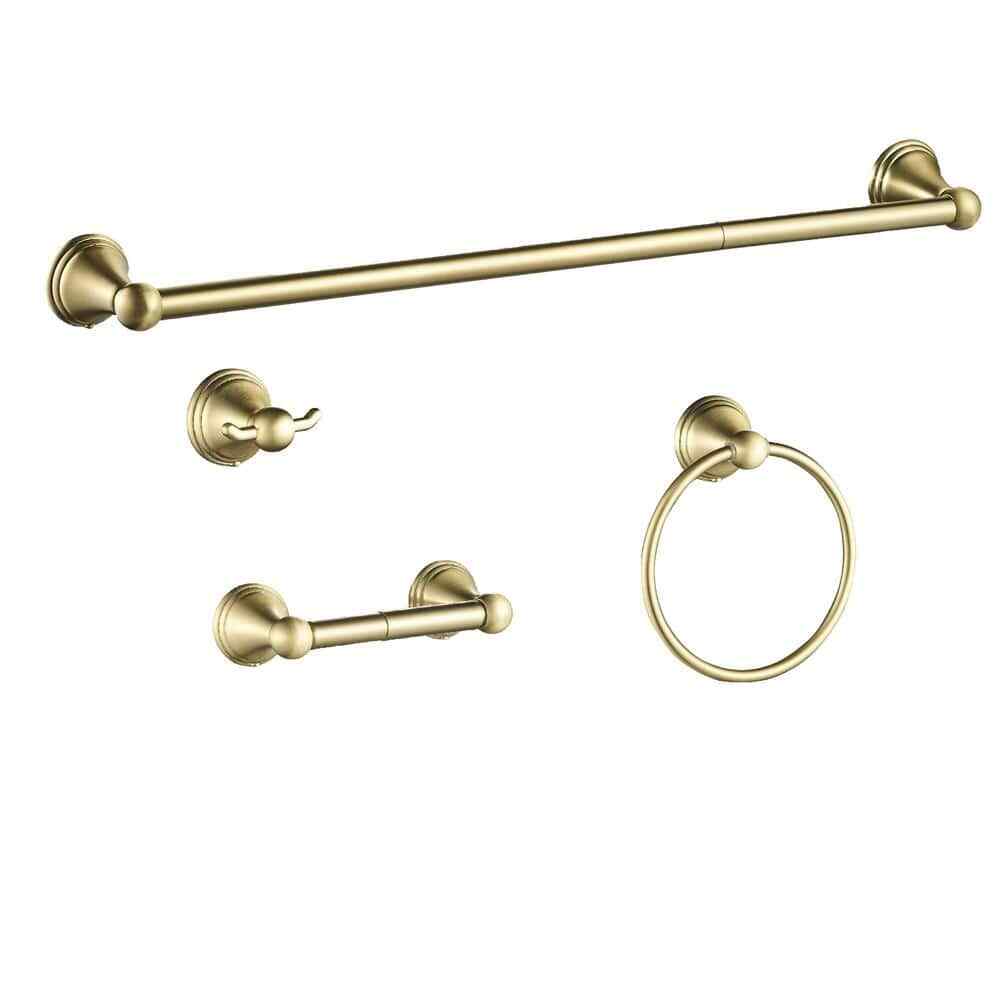 FORIOUS 4-Piece Bath Hardware Set with Included Mounting Hardware in Gold