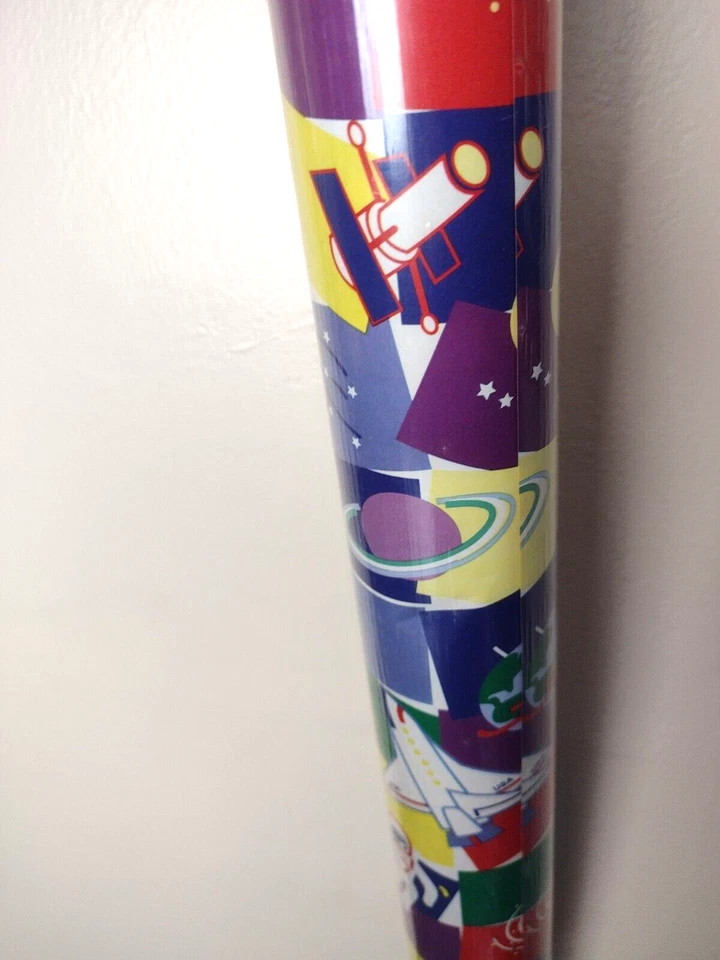 Tubo Telescopio Vintage Papel de Envoltura del Espacio Exterior Universo Astronauta Dibujos Animados Foto 3 de 4