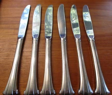 Gorham Trilogy Flatware 6 Dinner Place Knife Stainless 9 1/8" Ribbed Knives