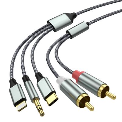Lightning To Rca Cable Audio Aux Adapterrca To 3.5mm Cable๏ผusb C To 2 Rca Audi